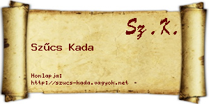 Szűcs Kada névjegykártya
